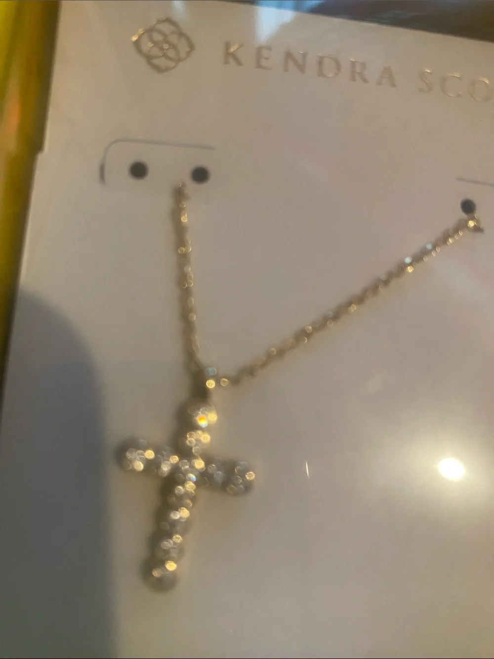 Kendra Scott Gold Cross Pendant Necklace with Clear Crystals - Picture 4 of 4